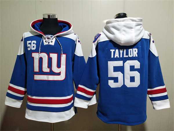 Men's New York Giants #56 Lawrence Taylor Blue Lace-Up Pullover Hoodie,We sell and wholesale Men's New York Giants #56 Lawrence Taylor Blue Lace-Up Pullover Hoodie on line form chian!